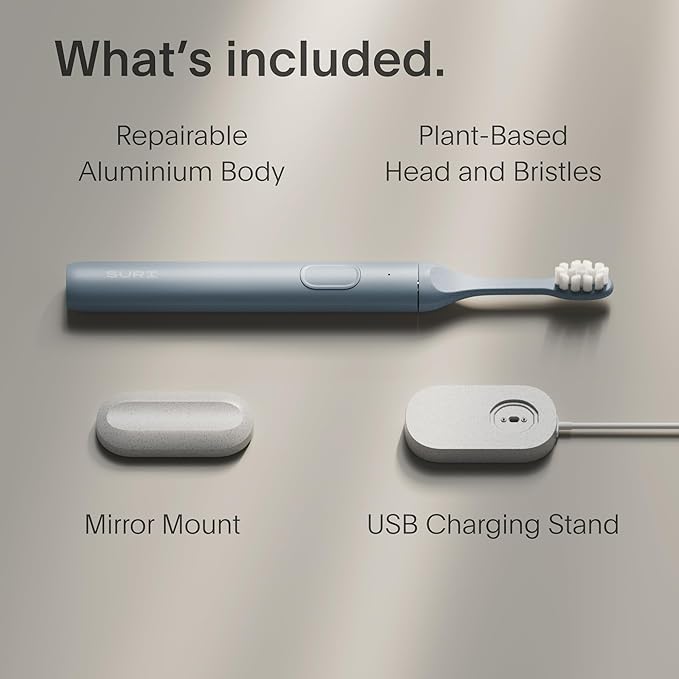 SURI 1.0 Sonic Electric Toothbrush | 1 Month+ Battery | Designed in California | Electric Toothbrush for Adults | Travel Toothbrushes | Tooth Brush | Blue