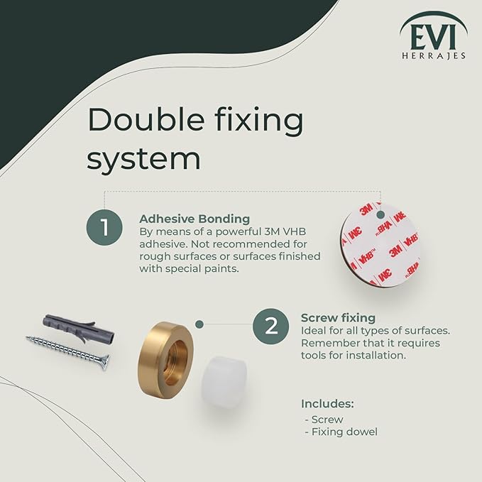 EVI | Wall Mounted Doorstop | Natural Silicone | Adhesive or Screw Installation | Stainless Steel | Mod. I-254 (Brass Matte - White Rubber)