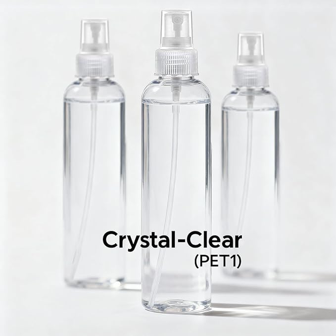 Bar5F Clear Plastic Spray Bottles – 8.5 oz / 250 ml (3-Pack) Refillable Water Spray Bottle Set | Fine Mist Spritzer for Hair, Plants & Beauty Use – Empty Reusable BPA-Free Plastic Bottles Made in USA