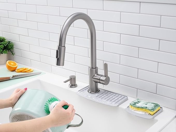 WeatherTech FaucetMat Duo - Protect Your Kitchen & Bathroom Countertops - Light Grey/Pebble