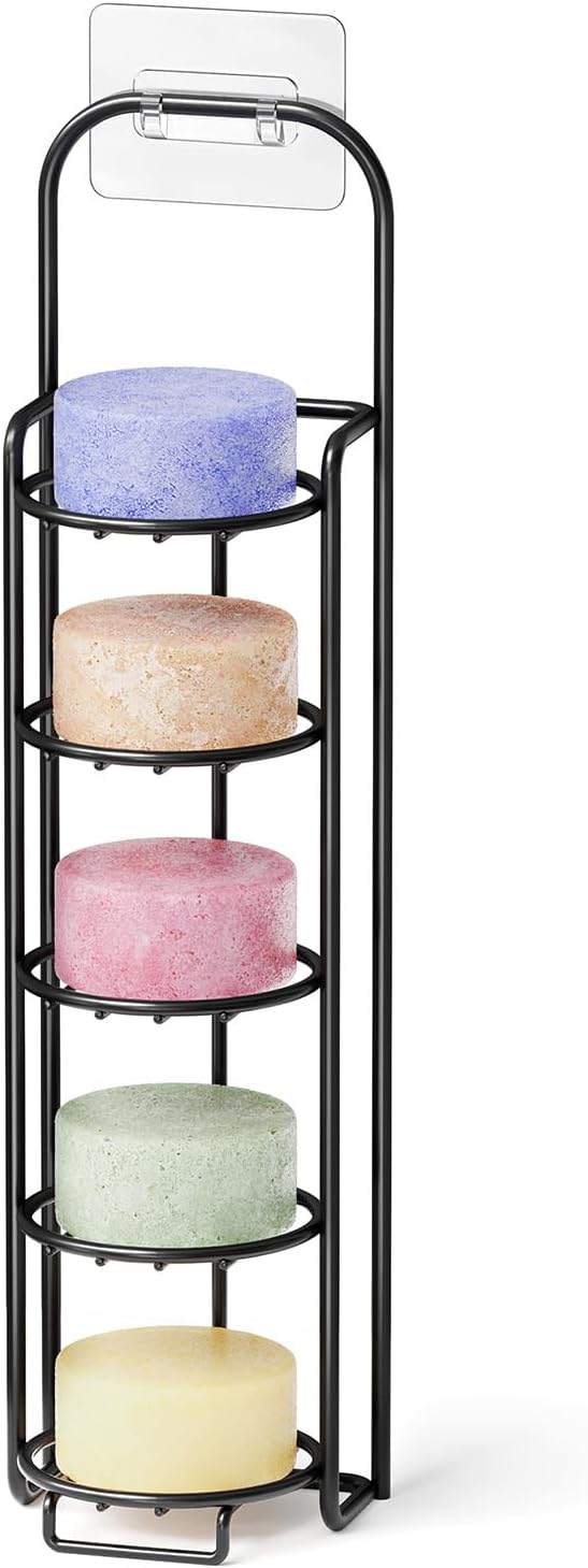 SpaceAid 5 Tier Shampoo Bar Holder for Shower, Self Draining Soap Bar Holders Caddy for Bathroom Wall and Kitchen Sink, Shampoo Bar Dish Rack, Stainless Steel Bar Soap Holder (Black)
