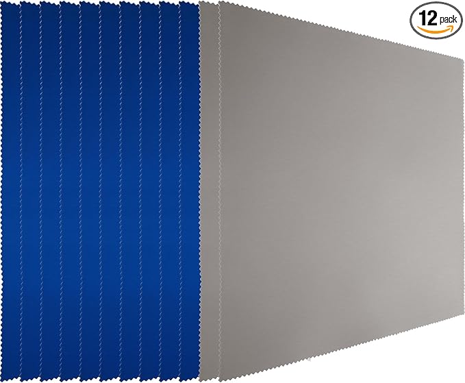 Frienda 12 Pack Large Microfiber Glass Cleaning Cloths 12 x 12 Inch Oversized Sunglasses Cleaning Cloths for Electronics Glasses Screens and Lenses(Blue,Deep Gray)