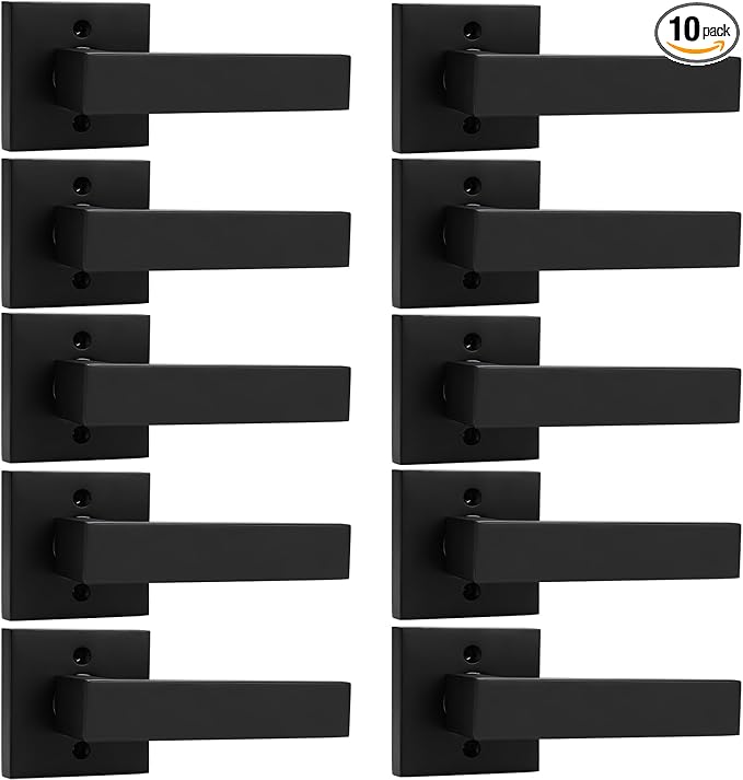 Probrico Black Stainless Steel Dummy Lever Handle Hardware for Cabinets, Closets, Balconies or French Doors (10 Pack)