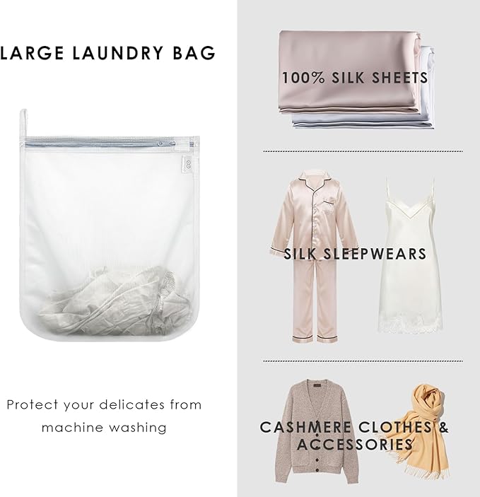PROMEED Reusable Mesh Laundry Bag for Delicates, Large Size Wash Bag for Mulberry Silk Pillowcase Fitted Sheet Flat Sheet,1Pc Washing Machine Wash Bags for Shirt,Blouse,Underwear,Baby Clothes(20"x24")