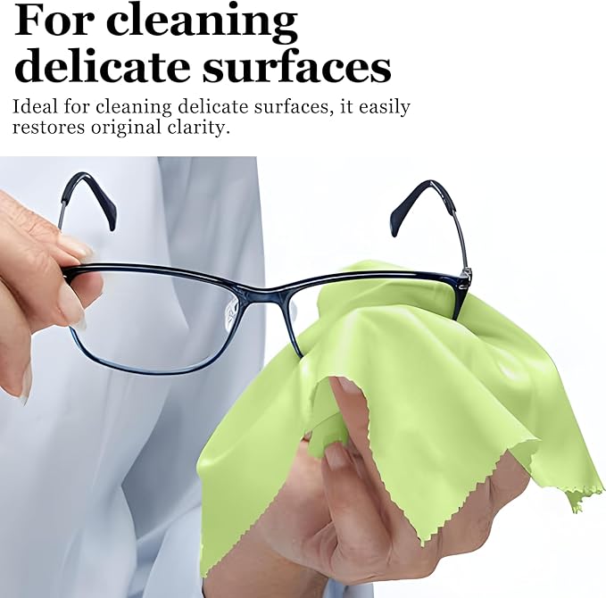 10PCS Suede Microfiber Cloths, 8"×8" Suede Cloth Cleaning Rags, Double-Sided Cleaning Cloths for Car LCD Display, Screens, Glasses, Lenses, Mirrors, Windows, Delicate Surfaces (Green)