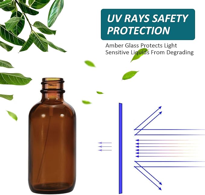 4 oz Amber Glass Spray Bottles for Essential Oils, Small Empty Fine Mist Spray Bottle,2 Pack with Funnel Dropper