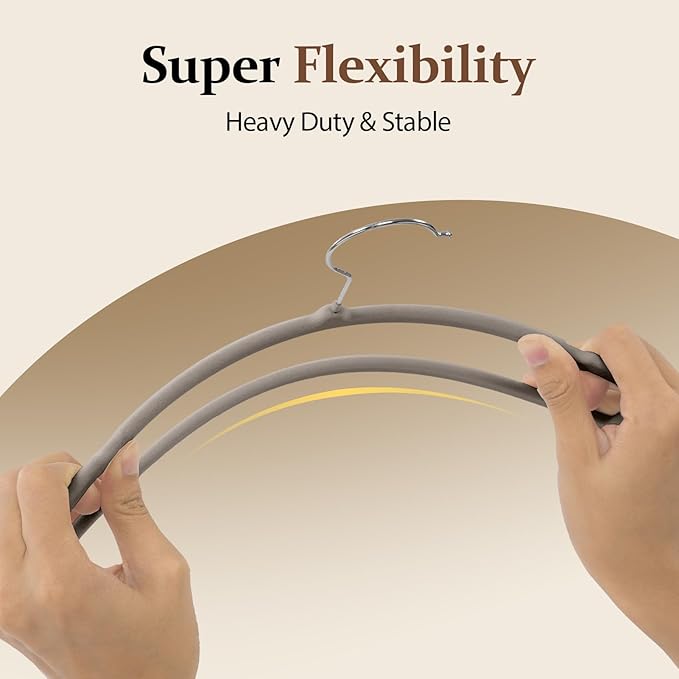 Velvet Felt Pants Hangers 30 Pack – Heavy Duty Space Saving Clothes Hangers with 360° Swivel Hook, Non-Slip Thin Design for Suits, Shirts, Coats, Dresses – Includes 30 Hooks (Gray)
