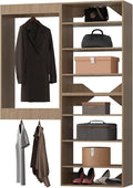 Modular Closet Organizer, 55" Wide with Towers and Hanging, Wood Tower Storage for Walk In Closets, Wall Mounted Wardrobe Organizer