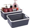 Plastic Storage Bin Baskets, Toilet Paper Basket for Bathroom, Plastic Organizer Shower Caddy with Handles for Living Room (Dark Grey 2 Pack)