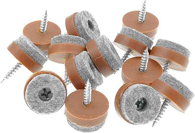 ALIMITOPIA 40pcs Screw-on Furniture Felt Pad Chair Glide Slider Hardwood Floor Protector for Wooden Leg Feet of Chair Table Furniture(Φ28mm or 1.1";Brown)