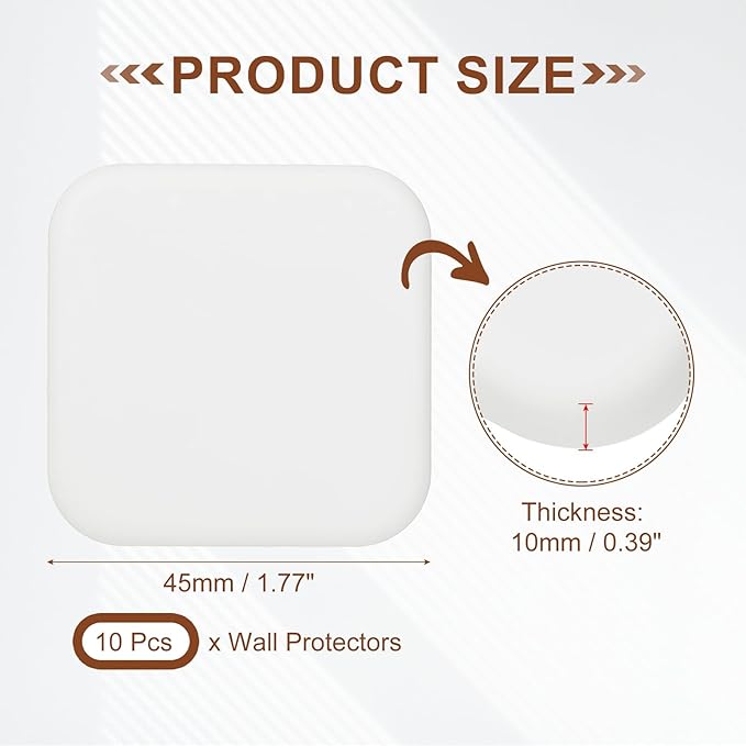 PATIKIL 10Pcs Door Knob Wall Protector, 1.8" Square Silicone Door Stoppers Self Adhesive Handle Bumper Cushion Pad Quiet Wall Protector for Fridge Home Office, White(0.4" Thickness)