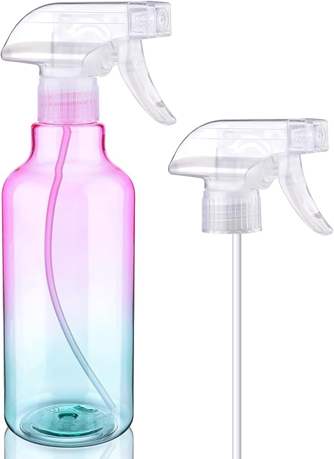 Spray Bottles Plastic Spray Bottle for Hair Mist/Stream Heavy Duty Empty Spray Bottles for Cleaning Solutions, Plants, Cooking (16.9oz-Gradient+nozzle)