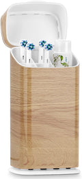 GFWARE Toothbrush Holders with Cover - Electric Toothbrush Length Less Than 9 inches, 5 Slots Tooth Brush Holder for Bathroom, Detachable Toothpaste Holder Bathroom Organizers with Drainage, Wood