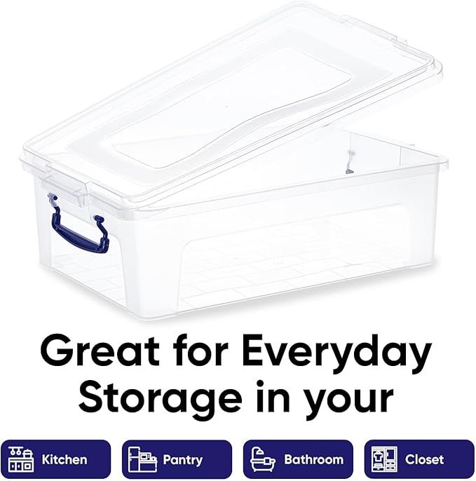 Superio Clear Storage Boxes with Lids, 22 Quart BPA Free Plastic Containers, Bins for Organizing, Stackable Crates, Organizer Totes for Home, Office, School, and Dorm