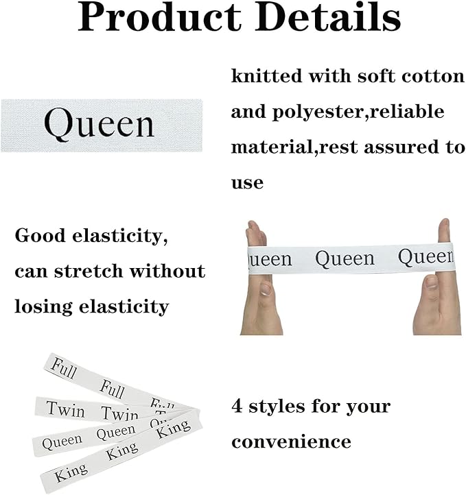 Maletnd 2 Pieces Bed Sheet Organizer Bands, Closet Organization Sheet Straps, Linen Labels Bedding Bands, Elastic Bed Sheet Storage Sheet Keepers (Queen)
