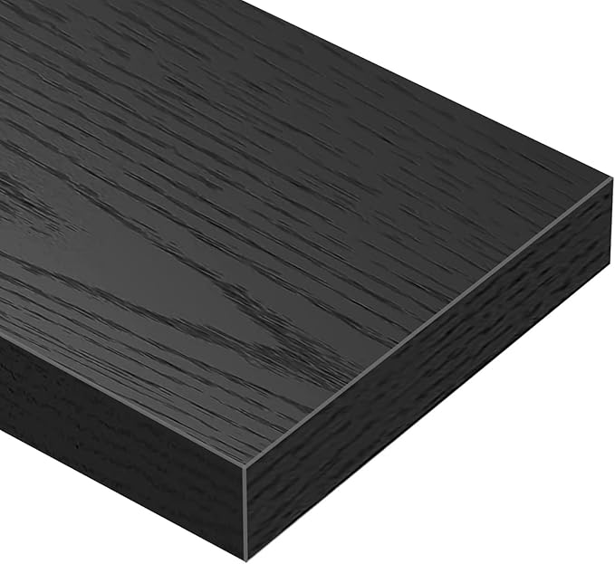 QEEIG Floating Shelves for Wall 55.1" Extra Long - Wall Mounted Shelf Bathroom Kitchen Living Room Bedroom Farmhouse Home Decor Display Bookshelf Large 55.1 x 9.3 inch Set of 2, Black (008-140B)