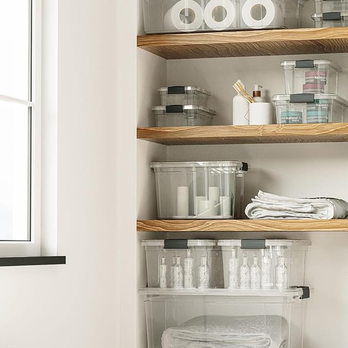 Superio Small Clear Storage Boxes with Lids, 4.75 Quart Plastic Container Bins for Organizing, Stackable Crates, BPA Free, Non Toxic, Odor Free, Organizers for Home, Office and Dorm, 5 Pack