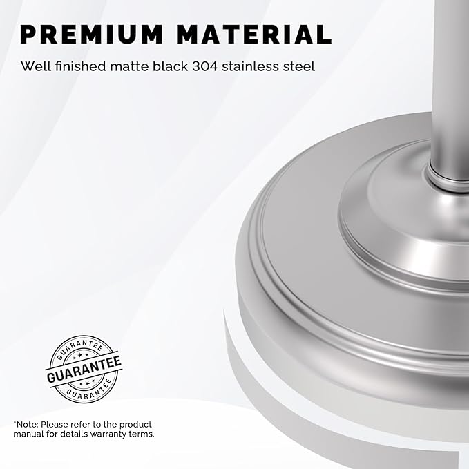 WZKALY Toilet Paper Holder Stand, Brushed Nickel Toilet Paper Holder Free Standing, Post Pivoting Design & Stable Weighted Base SUS304 Stainless Steel for Bathroom(Mega Roll)