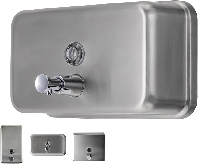 Commercial Soap Dispenser Wall Mount – Horizontal Stainless Steel Wall Mounted Soap Dispenser for Bathroom - New Superior Design with Anti-Leak Pump and Corrosion-Proof Lining- 37oz (1100ml) by EnBath