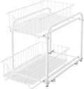 AIYAKA 2 Tier Stackable Sliding Basket Organizer Drawer For Kitchen And Bathroom/Cabinet Drawers,White