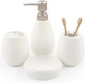 CERBIOR Bathroom Accessories Set,4 Pcs Ceramic Bathroom Decor Accessory,Includes Toothbrush Holder, Toothbrush Cup, Soap Dish for Decorative Countertop and Housewarming Gift(White 4pcs)