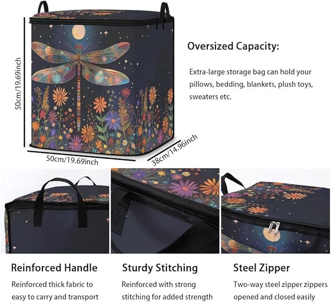 2pcs closet organizers and storage under bed,clothing blanket sweater sheet bedding comforter duvet quilt pillow toy storage bags with lids,dorm room essentials for containers 95L