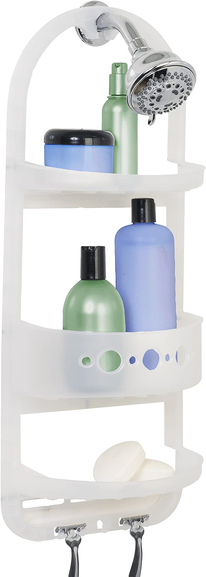 Zenna Home 5890KK, Large Over-The-Showerhead Caddy, Frosted