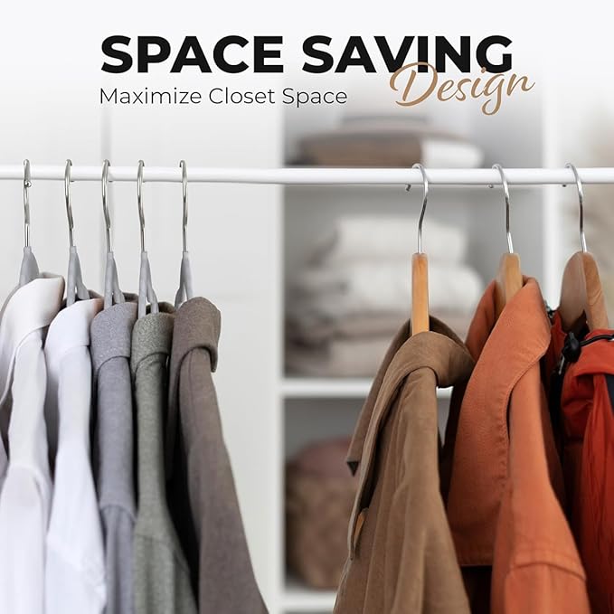 30 Pack Velvet Hanger for Shirt Pants Dresses Skirts Suits Jackets - Slim Space Saving Design - Standard Coat Hanger - Sturdy & Durable Design with Shoulder Grooves Hook