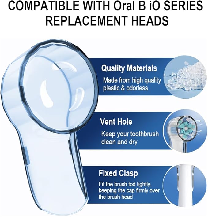 Toothbrush Covers Caps Compatible with iO Brush Heads, iO Toothbrush Heads Covers Compatible with Ultimate Clean, Gentle Care & Ultimate White, iO Series Electric Toothbrush Covers for Travel & Home