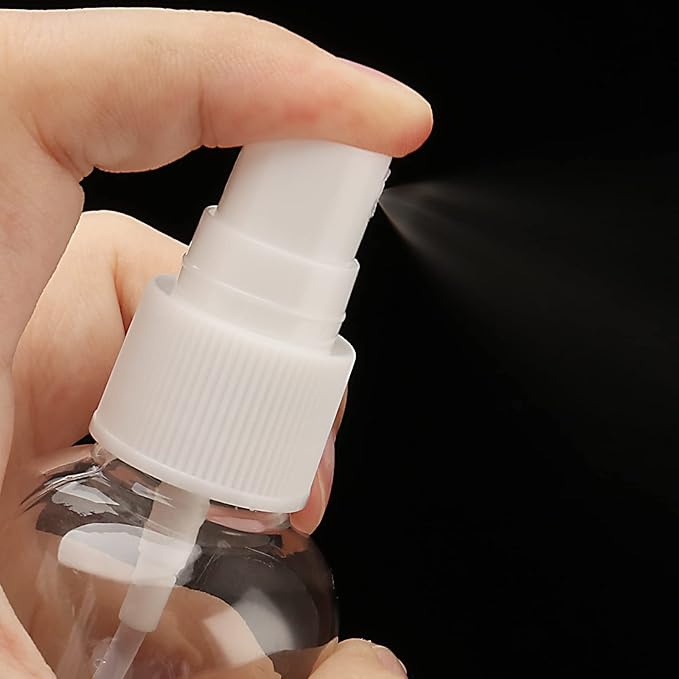 50 PCS 120ml 4oz Clear Spray Bottles, Small Plastic Fine Mist Spray Bottles Bulk, Empty Bottles Refillable Travel Size Containers for Essential Oils, Hair Perfume Liquid
