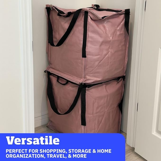 DURASACK Heavy Duty Storage Tote Bag with Zipper Top 22-Gallon Rugged Woven Polypropylene Moving Bag, Reusable Self-Standing Design, Holds up to 500 Pounds, Single, Mauve