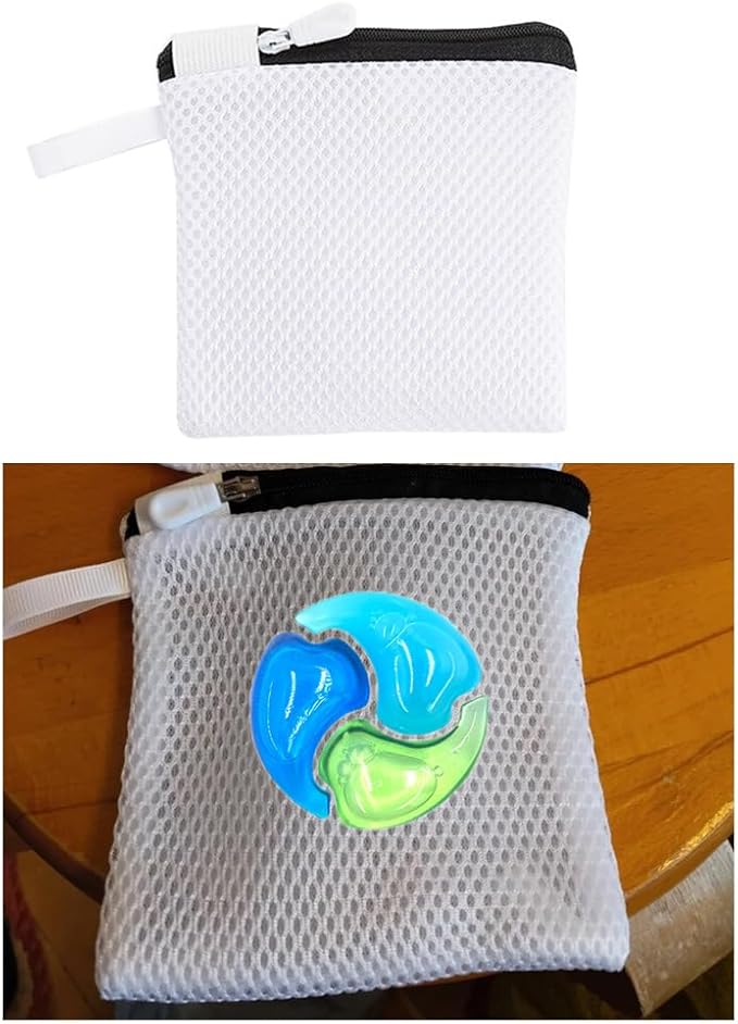 2 Pack In-Wash Scent Booster Beads Laundry Bag with Zipper Laundry Detergent Pacs Wash Bags for Soap Pacs Pods Sheets Scent Crystals Washing Machine Cleaner Descaler Deep Cleaning Tablets