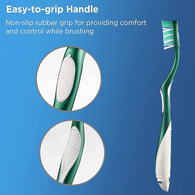 Firm Toothbrushes for Adults, Cross Hard Bristles, 6 Count