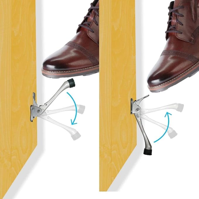 One Touch Kickdown Door Stopper, Door Holder, Heavy Duty Door Stops, Bottom of Door, Height-Adjustable Rubber Tips by HASHI (Black 6 inch x 1pack)