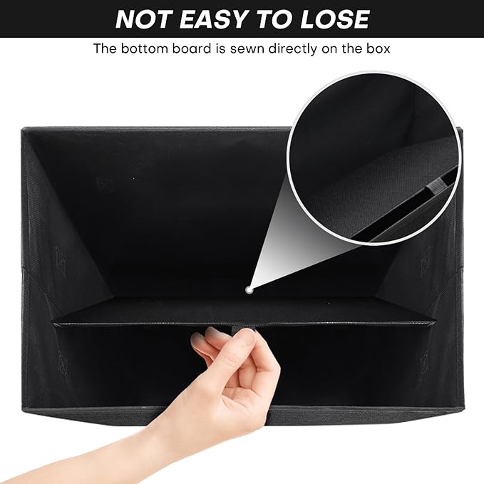 Large 42 Quarts Fabric Storage Bins with Lids [2-Pack] Linen Collapsible Foldable Storage Cubes, Closet Organizer Containers boxes with Handles for Home Office (16.7 x 12 x 12, Black)