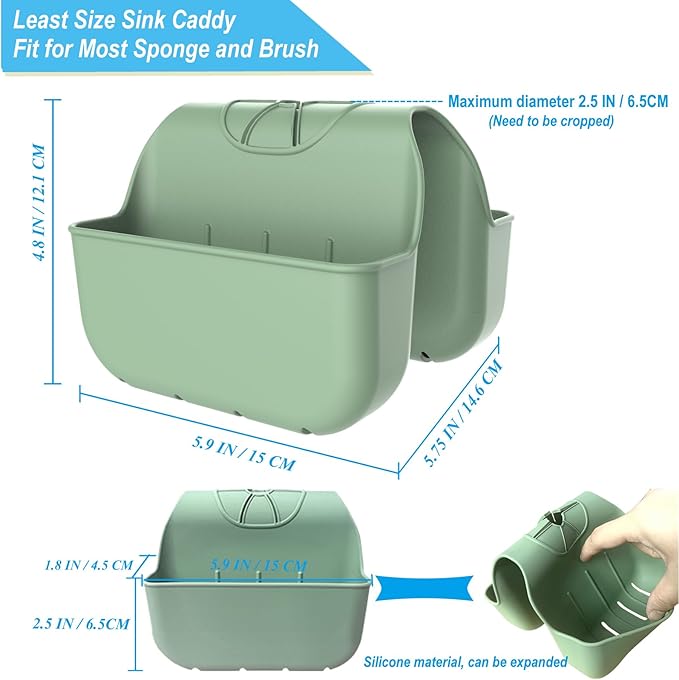 Hanging Silicone Sponge Holder for Kitchen Sink, Green
