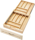 Rev-A-Shelf Two-Tier Kitchen Utensil Drawer Organizer & Pullout Cutlery Tray, Soft-Close Slides, 18" Cabinet Opening, Wood, 4WTCD-21HSC-1