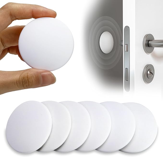 2" Wall Door Handle Stopper, 12PCS White Self Adhesive Wall Protector Rubber Door Bumpers, Solution for Stopping Damage from Doors Knobs, Shock Absorbent and Noise Reduction