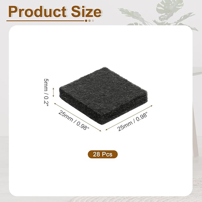 uxcell Felt Furniture Pads, 28Pcs 0.98" x 0.98" Adhesive Backed Felt Non-Slip Anti-Scratch Chair Leg Protectors for Protecting Hardwood Floor, Black