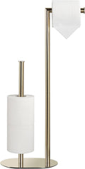 KLDKLD Gold Freestanding Toilet Paper Holder with Reserve for Bathroom with Weighted Base, Modern Tissue Roll Holder Stand
