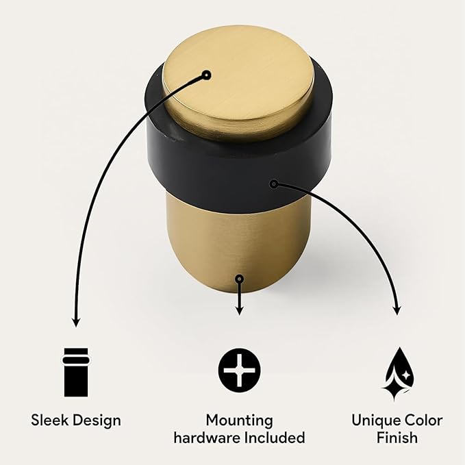 KHTUMEWARE 4 Pack 2 in Floor Door Stopper,Satin Brass Door Stop,Wall Protector Commercial Door Bumper Wedge Decorative Cylindrical Install Door stoppers on The Floor