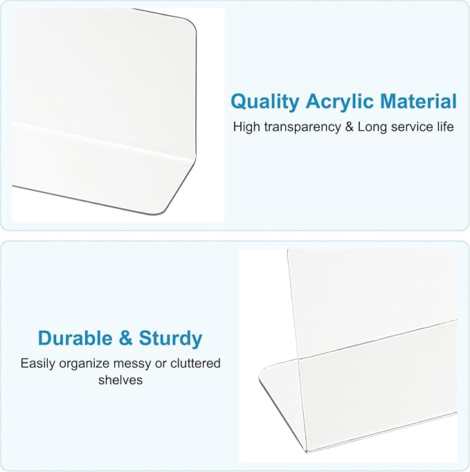 PATIKIL 4 Pack Shelf Dividers for Closet Organization, 11.1x1.2x2.4 Acrylic Closets Separator Kitchen Cabinet Shelves Under Bed Blocker for Bedroom Kitchen Office, Clear