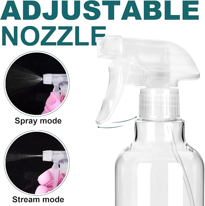 Plastic Spray Bottles, 16.9oz/2Pack,Adjustable Spray Bottles for Cleaning, Empty Spray Bottle For Hair, Plants, Pet, Vinegar, Cooking,Cleaning Solutions (2)