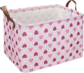 Rectangular Pink Heart Gift Basket Empty,Fabric Storage Basket with Handles,Kids Toys/Books Box,Lovely Storage Bin,Room Decor(Pink Love)