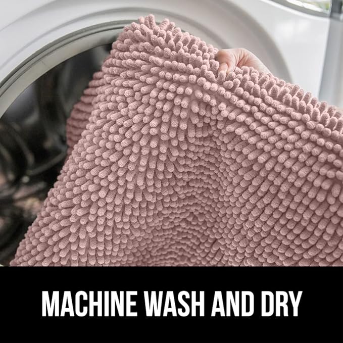 GORILLA GRIP Bath Rug Mat 36x24, Soft Absorbent Chenille, Quick Dry Microfiber Mats, Rubber Backing Washable Shower Floor Rugs, Bathmat Runner, US Designed Bathroom Home Decor Accessories Dusty Rose