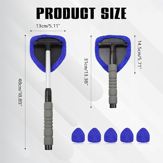 wuyaoyao 14PCS Car Windshield Cleaning Tool, Car Glass Wiper Kit with Window Cleaner, Microfiber Pads, Spray Bottle, Extendable Handle, Interior Detailing Dust Brush, Car Cleaning Supplie (Blue)