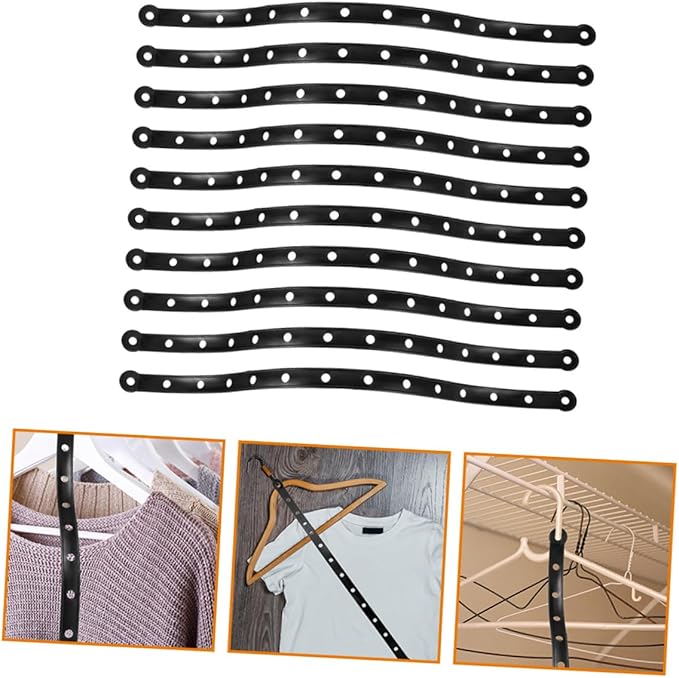 10 pcs Plastic Clothes Hanger Connecting Strips for Retail Display Multipurpose Black Hanging Strips for Clothing Space Saving Hanger Connectors for Store Use