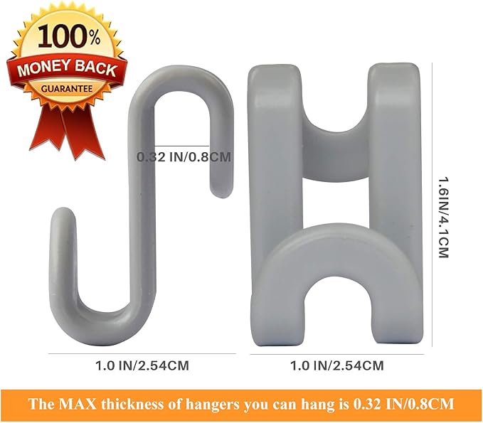 Clothes Hanger Connector Hooks, Outfit Extender Clips, Cascading Hanger Hooks, Velvet Huggable Hangers Accessory, Heavy Duty Space Saving for Closet 60 Pcs (Dark Grey)