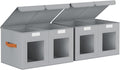 Large Closet Storage Bins - Collapsible Divided Clothes Organizer with Lids & Dual Window, Fabric Organizing Bins for Clothes, Sweater, Bedroom, Office (Grey, 2 Pack)