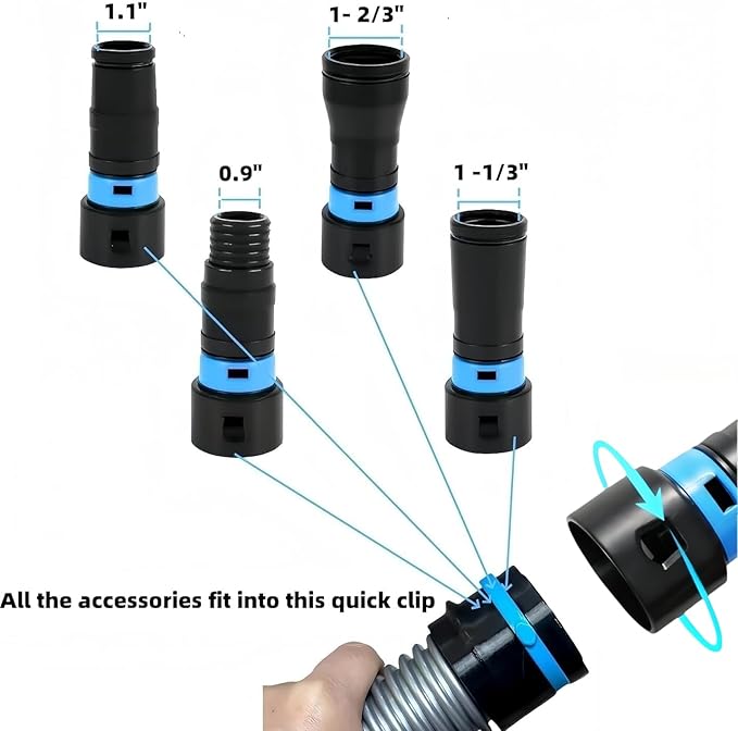 MITANSLE 7 Dust Collection Hose Adapters Kit for Home and Shop Vacuum Hose System, Expanded Adapter Set Fits Most Woodworking Power Tools and Sanders, Compatible With Multi-Brands